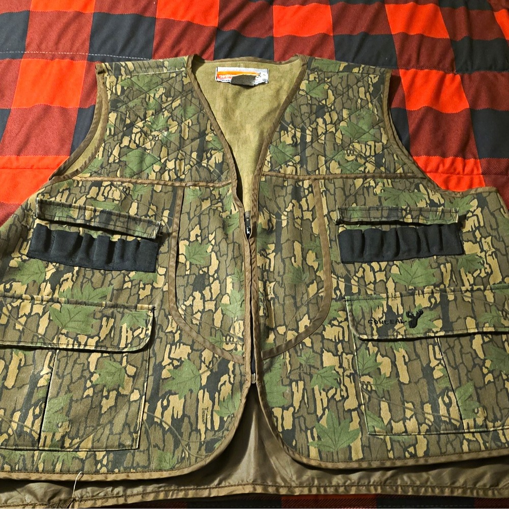 Winchester Bird Hunting Vest XXL Camo Green/Brown Full Zip Multi Pocket